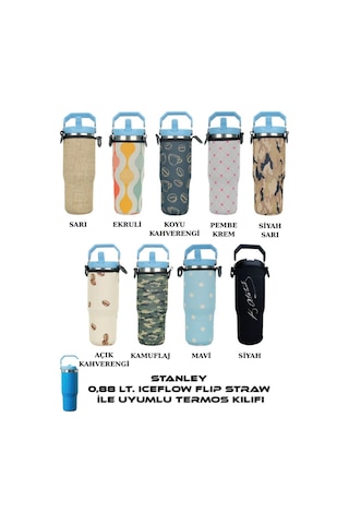 Iceflow Flip Straw 0.88 Lt. İle Uyumlu Omuz Askılı Termos Kılıfı Sarı