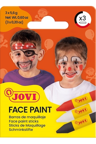 Jovı 175sc Yüz Boyası Stik Kalem 5,6gr Kırmızı-beyaz-siyah- 3'lü Renksiz