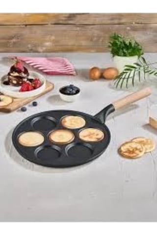 Falez Black Line 28 Cm 7 Göz Döküm Pankek Tava Siyah