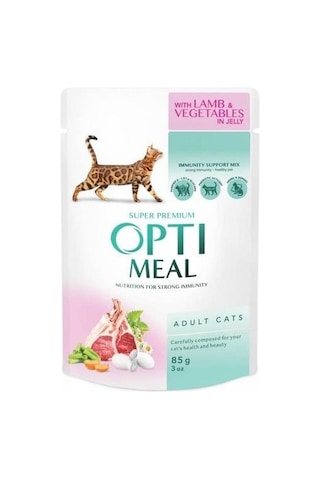 Optimeal Kuzu Etli Sebzeli Jöle Yetişkin Kedi Maması 85 G