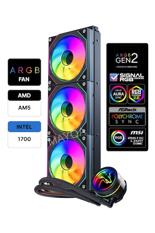 Gametech Hydra Ahd360b Argb Aynalı Fan 360mm Siyah Sıvı Soğutma