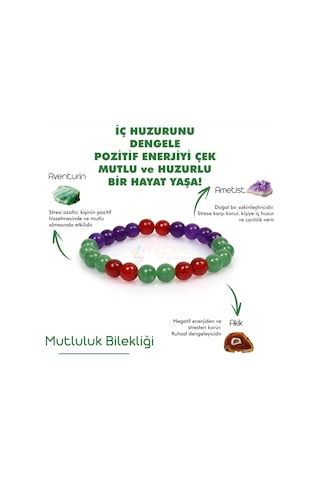 Mystic Energy Doğal Taş Mutluluk Tılsım Bilekliği Çok Renkli