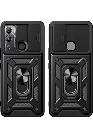 İnfinix Hot 12i İle Uyumlu Kılıf Magnetik Standlı Kamera Korumalı Sürgülü Kapak
