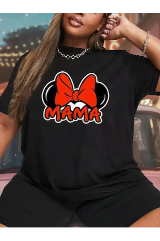 Defymoda Anneler Günü Hediye Anne Temalı Baskılı Oversize Bisiklet Yaka T-shirt - Siyah