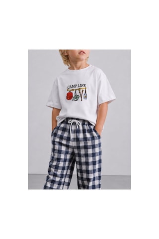 Minimorakids Erkek Çocuk % 100 Pamuk Keten Karışımlı Pantolon + T-shirt Takım Lacivert