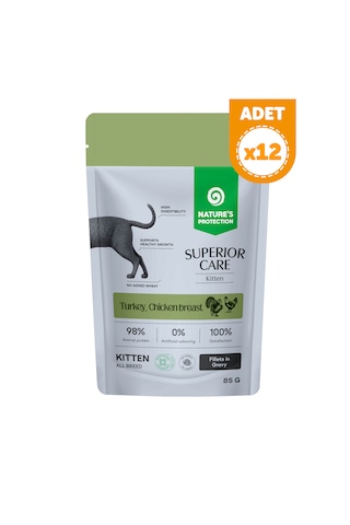 Nature S Protection Superior Care Hindi & Tavuk Göğüslü Sos İçinde Yavru Kedi Yaş Maması 85g 12 Adet