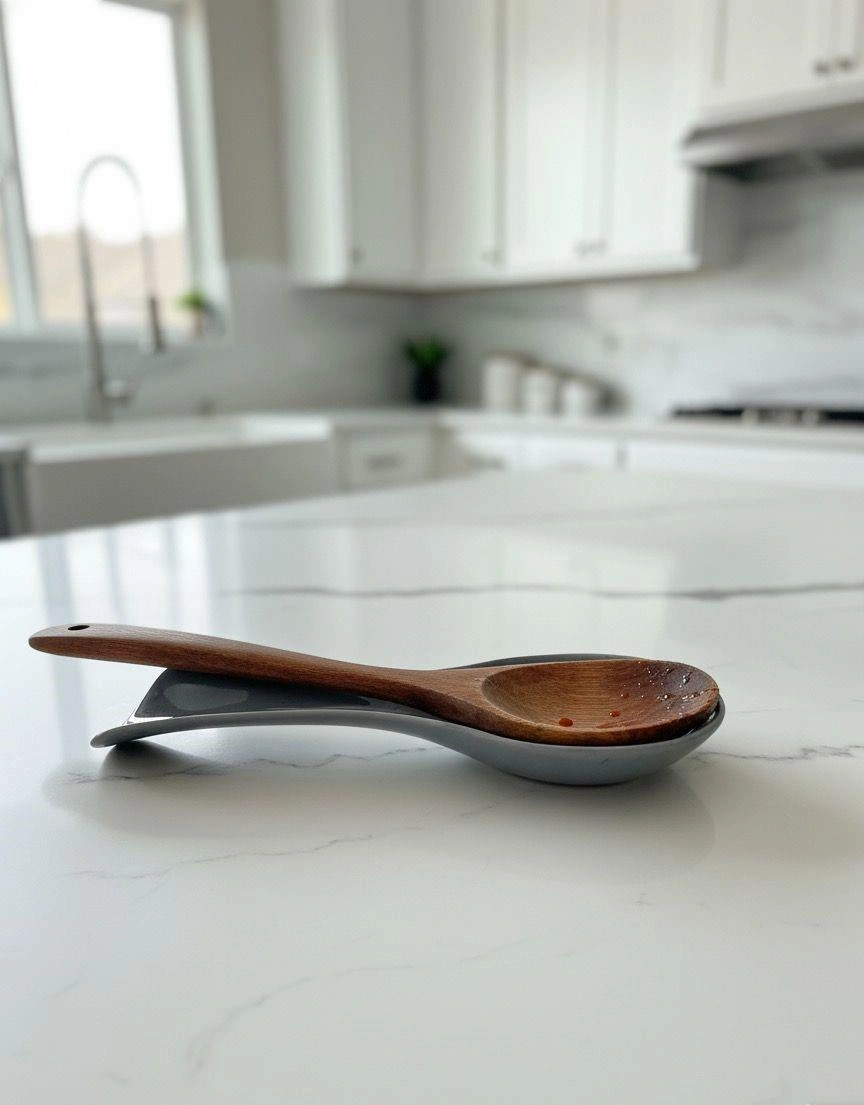 Okyanus Home Mermer Desen Kepçe Kaşık Altlığı Gri