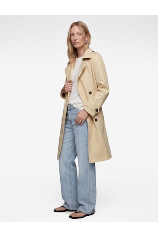 Koton Pamuklu Uzun Kollu Düğmeli Kruvaze Kemerli Oversize Gabardin Trençkot Bej 6sak00042ew Ekru
