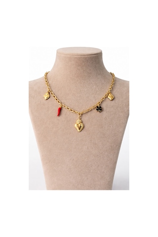 Charm Detaylı Zincir Kolye Çok renkli