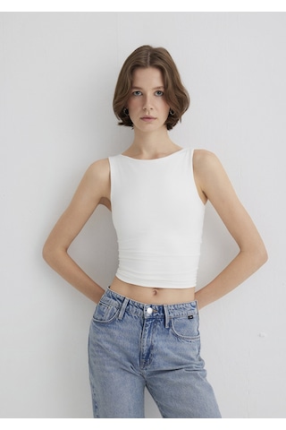 Mavi - Kayık Yaka Beyaz Poliamid Top 1613497-70057 Beyaz