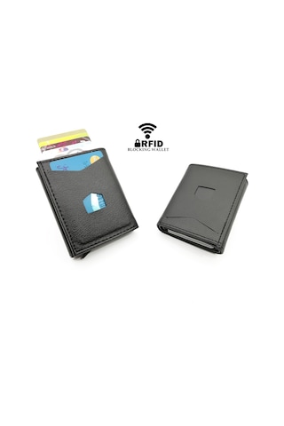 Kişiye Isme Özel Mekanizmalı Erkek Kartlık Cüzdan Anahtarlık Taba Taba-Hediye Paketi Olmasın-Siyah