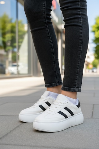 Beyaz Siyah Yüksek Taban Bağcıklı Unisex Sneaker Dvs-01 Z Beyaz - Siyah