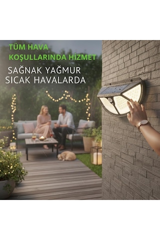 Solar Bahçe Lambası, 102 Led, Hareket Sensörlü, Ip65 Su Geçirmez, Duvar Tipi, Güneş Enerjili Dış Mekan Aydınla