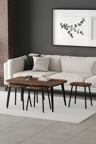 Roma Orta Sehpa Metal Ayaklı , 4+1 Orta Sehpa , 100 X 60 X 50 Cm Siyah Metal Barok