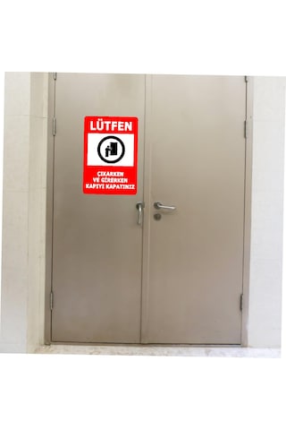 Lütfen Kapıyı Kapatın Sticker - Uyarı İkaz Dikkat Sticker - 00257 15x10 Cm