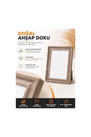 15x20 Ahşap Resim Çerçevesi Masaüstü Ve Duvara Asılabilir Fotoğraf, Poster Ve Sertifika Çerçevesi Doğal Ahşap Görünümlü 14021586