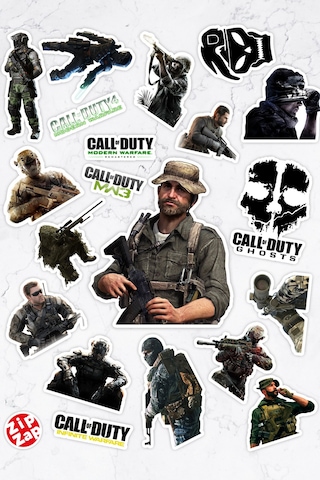 Call Of Duty Video Oyun Telefon Laptop Yapışkanlı Folyo Sticker Paketi 20 Adet Çok Renkli