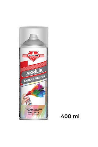 Börfh Akrilik Parlak Vernik Sprey 400 Ml Ahşap Metal Plastik Uyumlu Hızlı Kuruma Şeffaf Lak