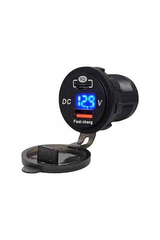 Ic-266d-1 Pano Tip Soket Voltmetreli 2'li Usb 3.0 + Type-c