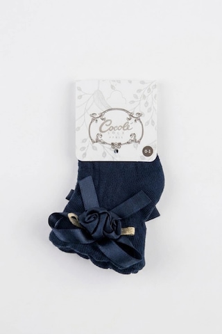 Cocole Socks Kız Çocuk Aksesuarlı Soket Çorabı Tekli Pamuklu Güllü Lacivert Desenli