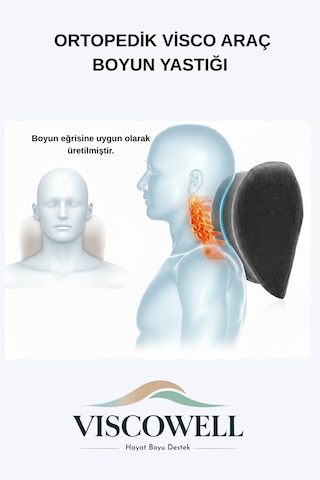 Visco Ortopedik Boyun Yastığı Oto Boyun Destek Yastığı 2 Adet Çok Renkli