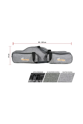Wolfish 2 Gözlü 150 Cm Olta Çantası Gri 4 Cepli
