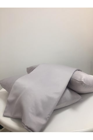 Finezza Flora Pamuk Saten Açık Gri Çarşaf & Yastık Takımı 3 Parç Gri
