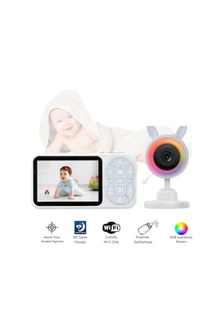 Bebek Kamerası Kumandalı Monitörlü Konuşma Özellikli Işıklı Gece Görüslü Hatırlatıcılı Kamera