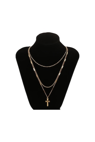 Kadın El Yapımı Çoklu Zincirler Çapraz Kolye Kolye Altın Çok Renkli