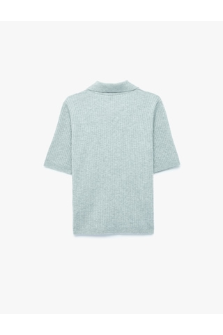 Koton Regular Fit Kısa Kollu Polo Yaka Triko Kazak Gri 7wak90215ht