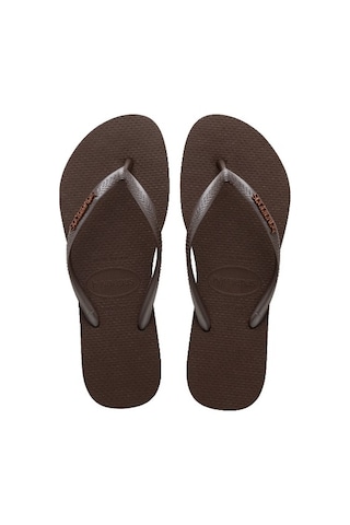 Havaianas Slim Logo Metallic Kadın Parmak Arası Terlik - Kahverengi 4119875 0727