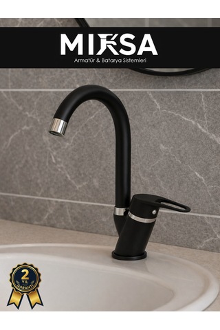 Siyah-krom Baston Borulu Banyo Lavabo Bataryası, Musluğu, Çift Su Girişli