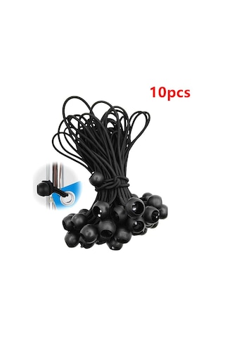 10 Adet Bungee Topu Brandaları Tuval Branda Bayrak Direği Bağları Kordon Uçları Elastik Halat Dantel Sabit Tekne Direği Kamp Çadırı Aksesuarları Siyah
