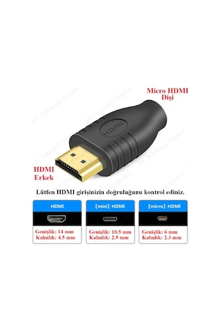 Micro Hdmı Dişi To Hdmı Erkek Dönüştürücü Çevirici