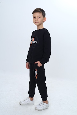 Toontoy Kids Toontoy Erkek Çocuk Önü Yazı Baskılı Eşofman Takım Siyah