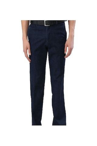 Classics Men Yazı Klasik Fit Likralı Erkek Keten Pantolon-7254 Lacivert