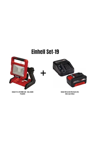 Einhell Set-19 Einhell Te-cl 18/2000 Liac - Solo, Akülü Projektör+einhell 18v 4,0 Ah Pxc Starter Kit, Akü & Şarj Cihazı
