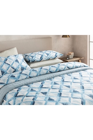 English Home Cloudy Argyle Kolay Ütülenir Çift Kişilik Nevresim T Açık Mavi