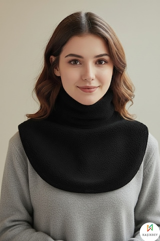 Leiste Kadın Peluş Bolero Omuz Şalı Etol Boyunluk Welsoft Peluş Kışlık Omuz Şalı Boyunluk Siyah