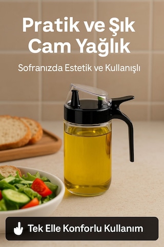 660 Ml Şeffaf Cam Yağdanlık Zeytinyağı, Sirke, Nar Ekşisi İçin İdeal Siyah Diğer