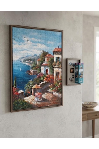 Su Yolu Ve Yamaç Evleri İkili Set - 2 X 1000 Parça Manzara İkili Puzzle Seti