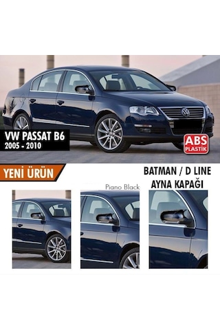 Volksvogen Passat B6 2005-2010 Uyumlu Batman Yarasa Ayna Kapağı Piano Black Abs Plastik