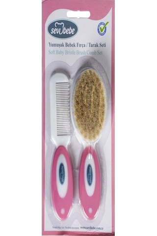 Sevi Bebe Naturel Fırça Tarak Seti Pembe