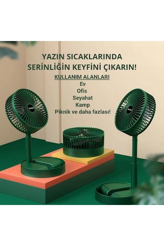 Coofbe Teleskopic 1200mah Şarjlı 3 Hız Modlu Masaüstü Vantilatör Fan Ev Ofis Masaüstü Vantilatör Fan