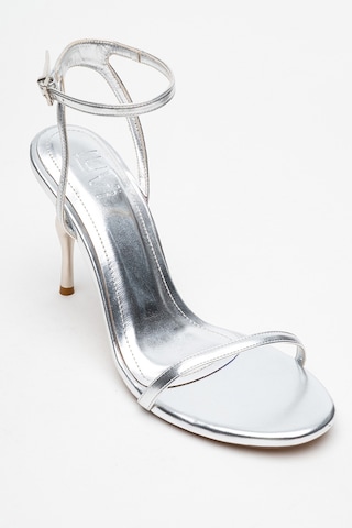 Jasmin Gümüş Cilt Tek Bantlı Kadın Topuklu Ayakkabı Gümüş