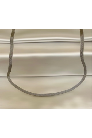 İtalyan Model Hasır Kordon Çelik Silver Unisex Kolye 65 Cm