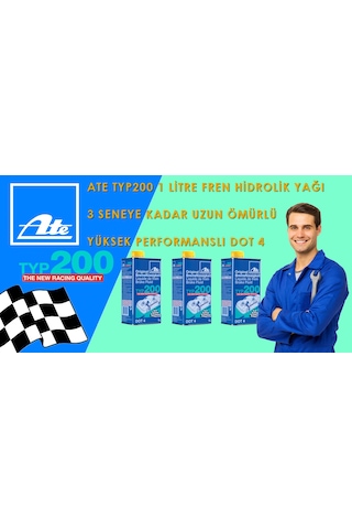 Ate Typ 200 Dot 4 Yüksek Performanslı Fren Hidrolik Yağı 3'lü