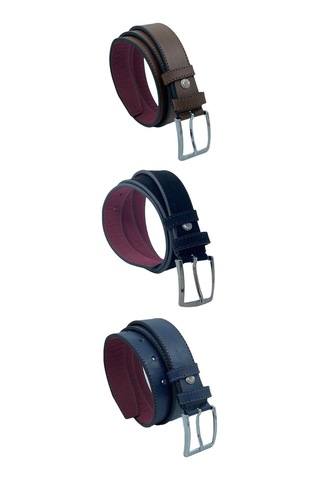3'lü Set Çocuk Boy Suni Deri 3 Cm.lik Garson Klasik Kemer - Siyah Lacivert Kahve - G3s-23hz 001