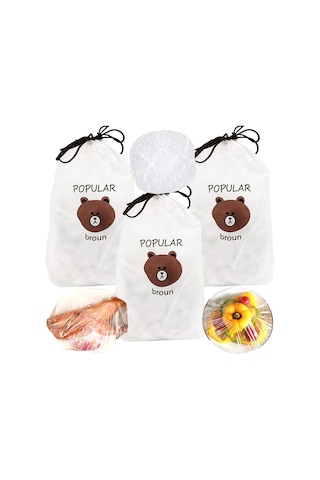 Youmex 300 Adet Yeniden Kullanılabilir Yenilebilir Pe Mutfak Yemek Muhafaza Örtüsü - Genişletilebilir 42cm Şeffaf