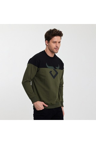 Twobull HELSİNKİ Erkek Siyah / Haki Sweatshirt